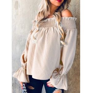 Taupe Off Shoulder Top